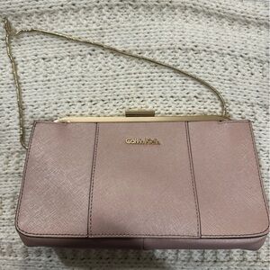 Calvin Klein Blush Clutch with Gold Chain
